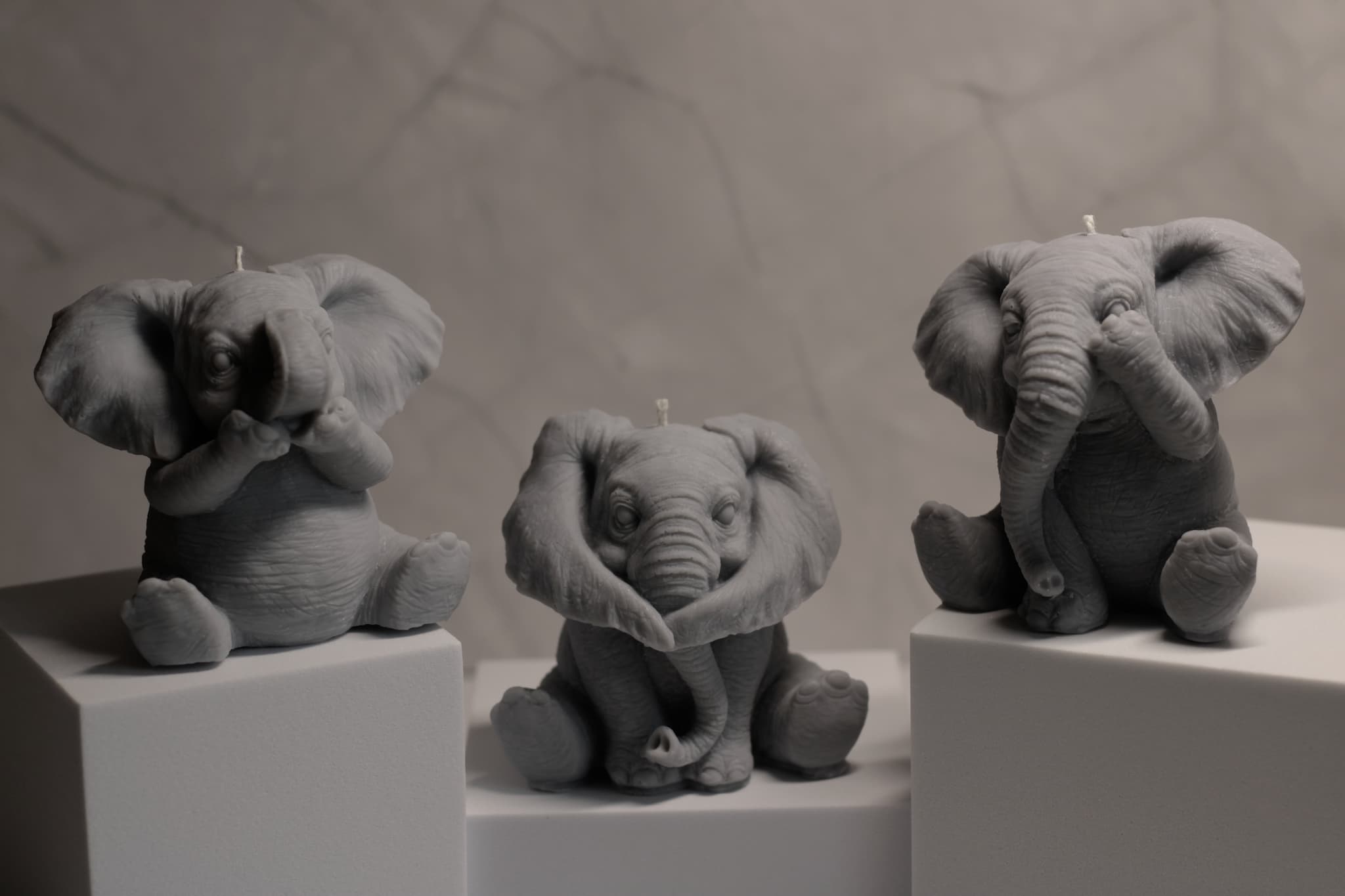 Sojų vaško žvakės trys drambliukai