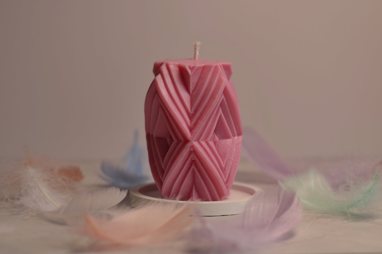 rankų darbo kvepianti sojų vaško žvakė rožinė