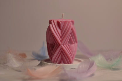 rankų darbo kvepianti sojų vaško žvakė rožinė