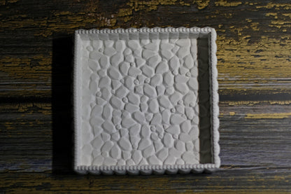 Akrilinis padėkliukas žvakėms kvadratinis baltas