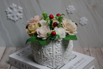 Ilgaamžė dekoratyvinė puokštė iš muilo gėlių Romantiškos rožės