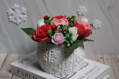 Raudona muilo gėlių kompozicija Raudonas žavesys dovanai