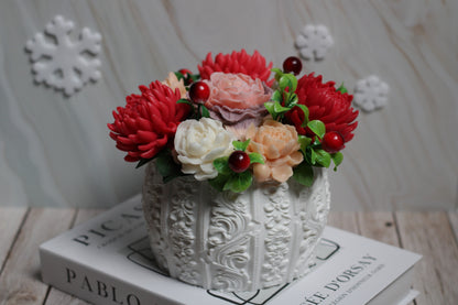 Ilgaamžė dekoratyvinė puokštė iš muilo gėlių Raudona pagunda