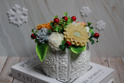 Ilgaamžė dekoratyvinė puokštė iš muilo gėlių Geltona elegancija