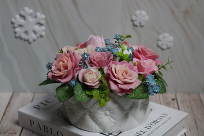 Rankų darbo muilo gėlių puokštė Rožinė pasaka