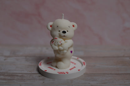 Meškiukas su Zuikiu – dekoratyvinė sojų vaško žvakė