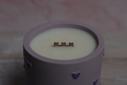 Rankų darbo gipso indas su sojų vaško žvake LOVE NOTES