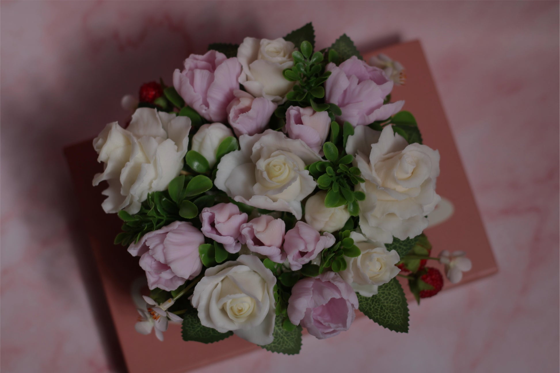 Dekoratyvinė muilo gėlių puokštė „Svajonė“ interjerui arba dovanai